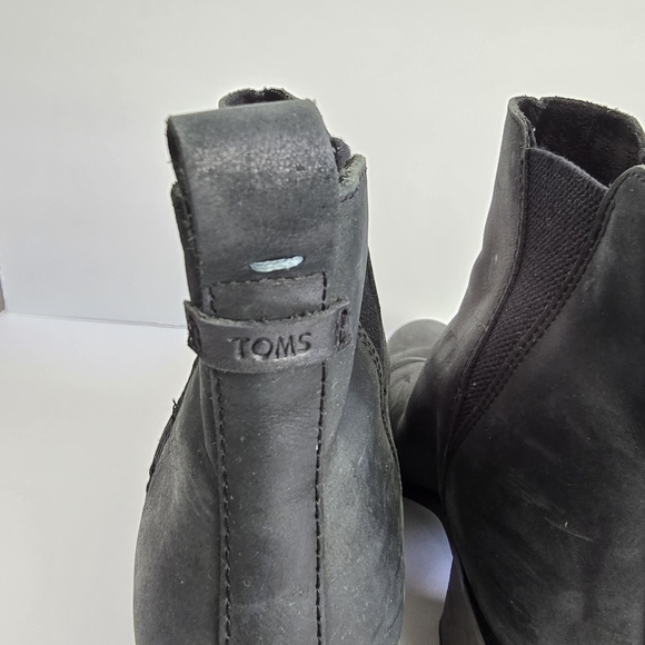 TOMS Esme Leather Ankle Boots Booties Black Womens size W9 - Picture 12 of 16